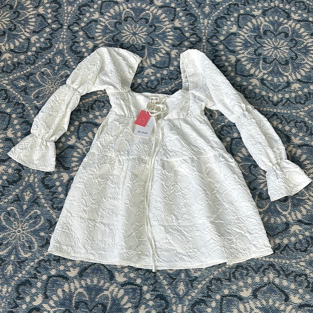 ASOS The Frolic floral textured smock dress in white - New